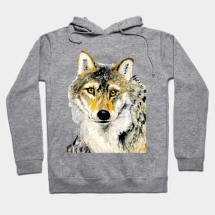 Grey wolf watercolor Hoodie